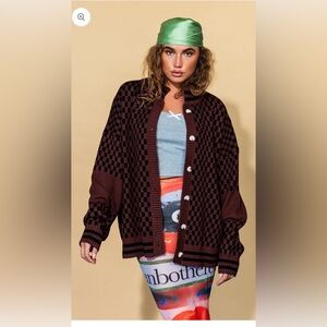 Dressed in Lala Get What I Want Grandpa Cardigan in Black + Brown